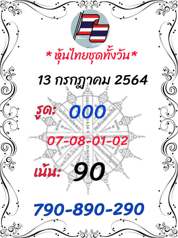 หวยหุ้น 13/7/64 ชุดที่ 1