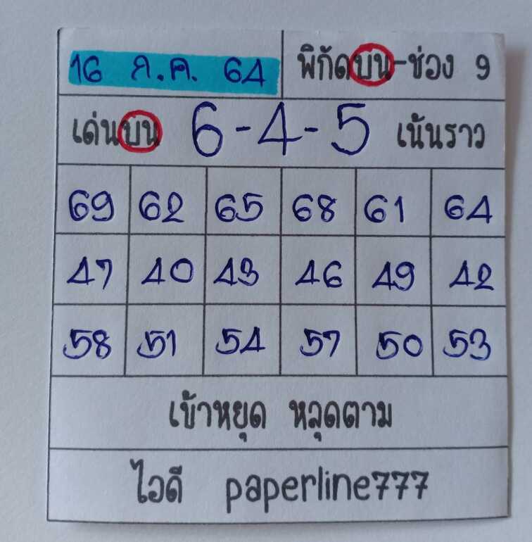 หวยหุ้น 16/7/64 ชุดที่ 9