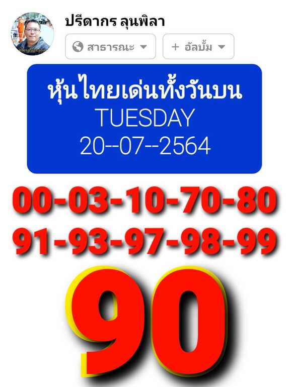 หวยหุ้น 20/7/64 ชุดที่ 6