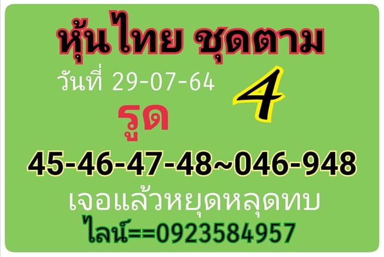 หวยหุ้น 29/7/64 ชุดที่ 3