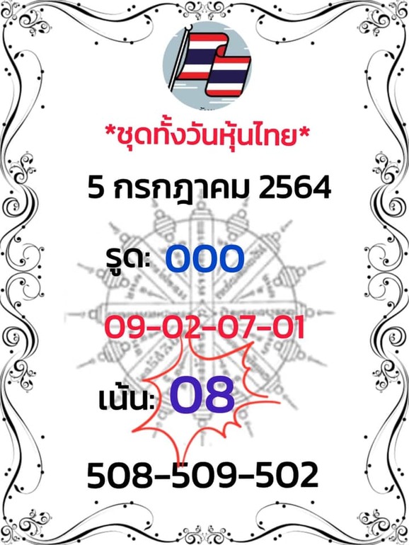 หวยหุ้น 5/7/64 ชุดที่ 1