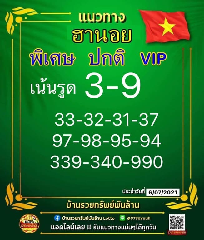 หวยฮานอย 6/7/64 ชุดที่ 8