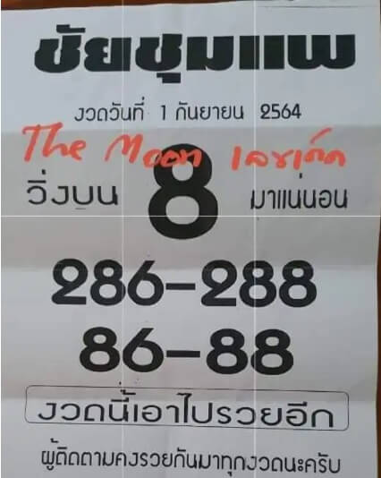 หวยชัยชุมแพ 1/9/64