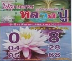 หวยหลวงปู่ 16/8/64