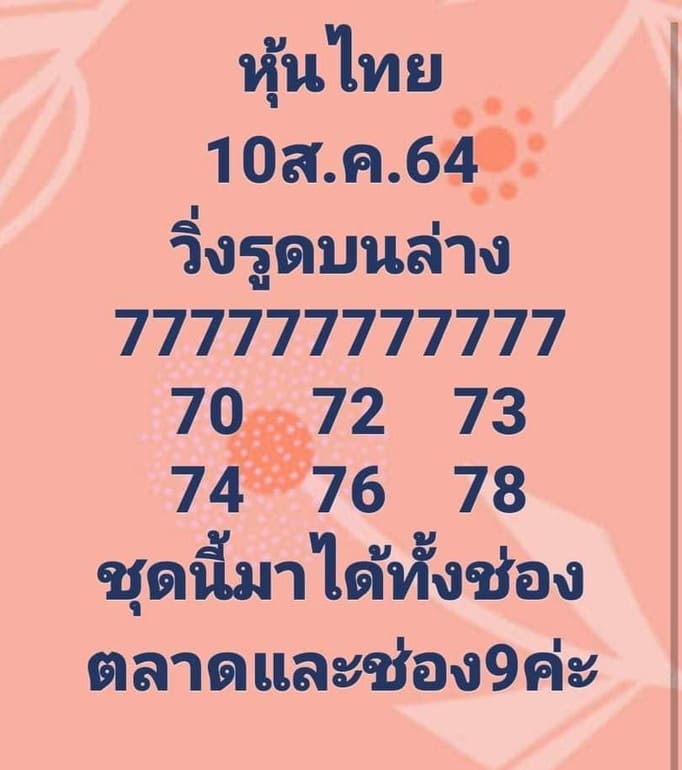 หวยหุ้น 10/8/64 ชุดที่ 6