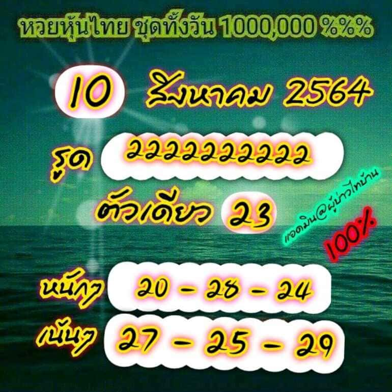 หวยหุ้น 10/8/64 ชุดที่ 9