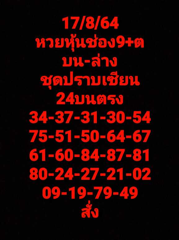 หวยหุ้น 17/8/64 ชุดที่ 6