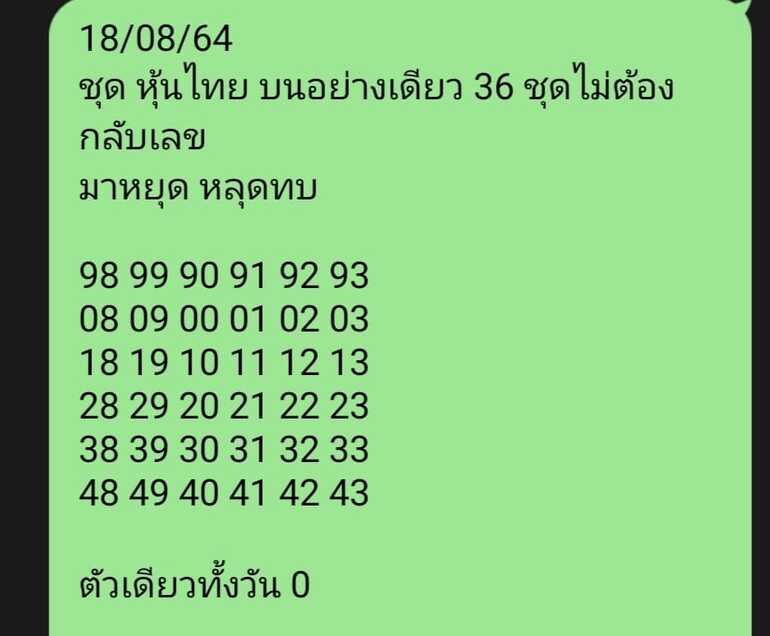 หวยหุ้น 18/8/64 ชุดที่ 8