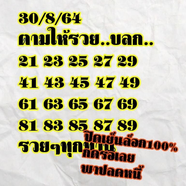 หวยหุ้น 30/8/64 ชุดที่ 3