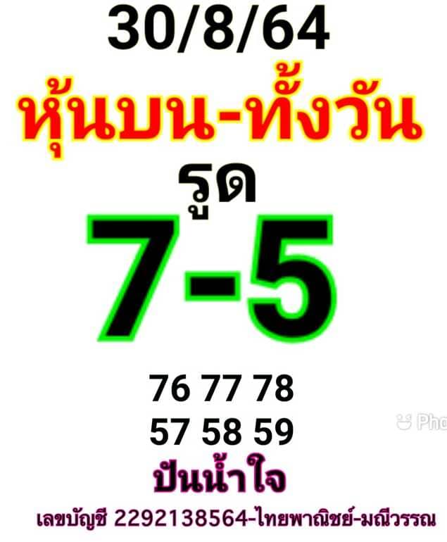 หวยหุ้น 30/8/64 ชุดที่ 6