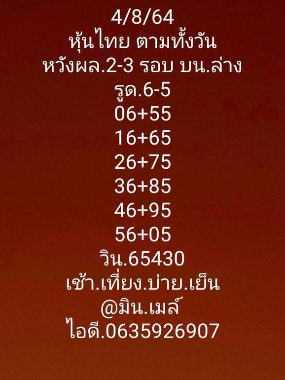 หวยหุ้น 4/8/64 ชุดที่ 7