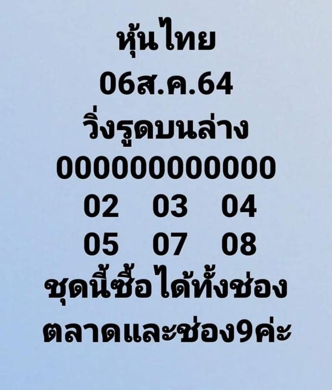 หวยหุ้น 6/8/64 ชุดที่ 10