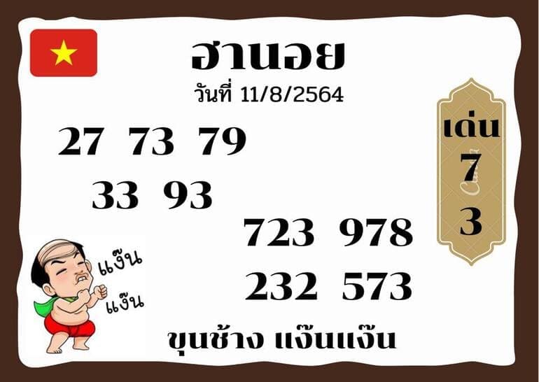 หวยฮานอย 11/8/64 ชุดที่ 4