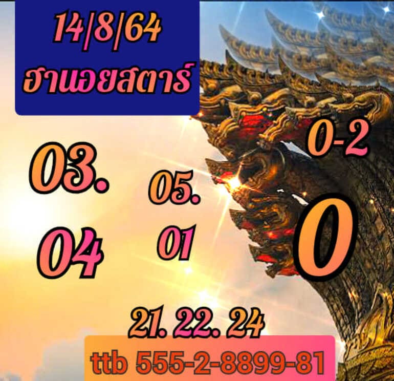 หวยฮานอย 14/8/64 ชุดที่ 3