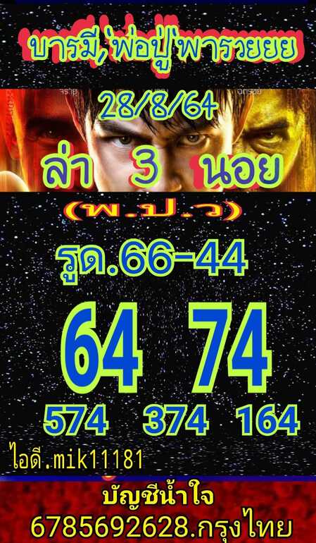 หวยฮานอย 28/8/64 ชุดที่ 7