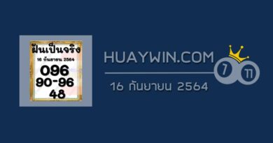 หวยฝันเป็นจริง 16/9/64