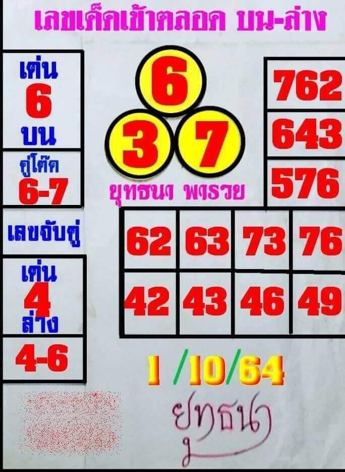 หวยยุทธนาพารวย 1/10/64