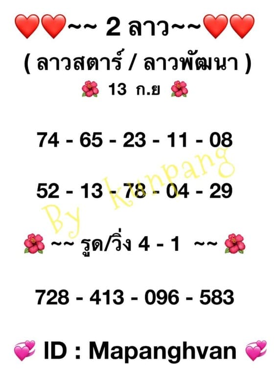 หวยลาว 13/9/64 ชุดที่ 1