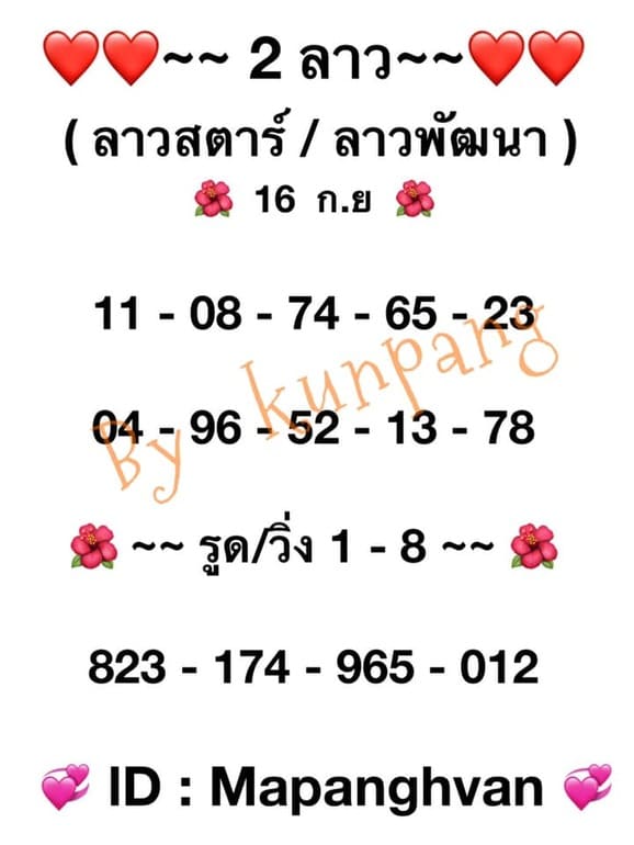 หวยลาว 16/9/64 ชุดที่ 2