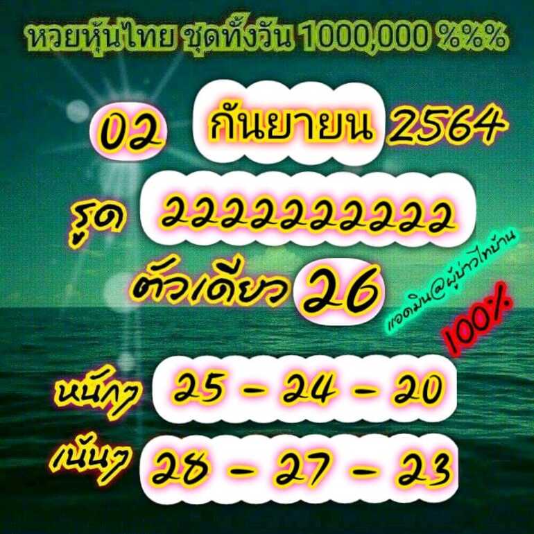 หวยหุ้น 2/9/64 ชุดที่ 9