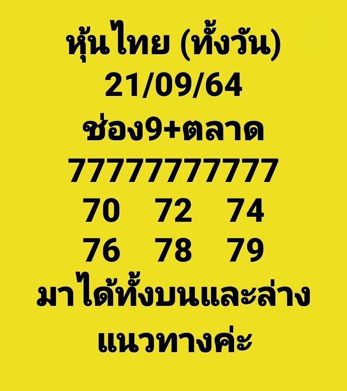 หวยหุ้น 21/9/64 ชุดที่ 8