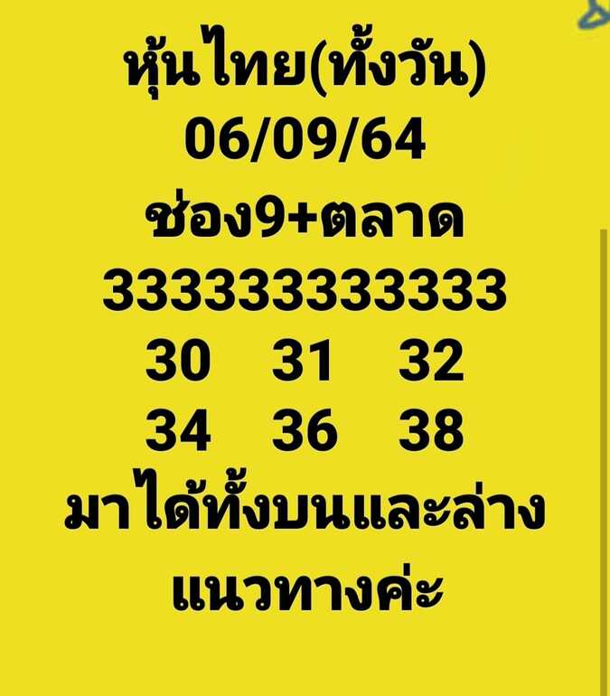 หวยหุ้น 6/9/64 ชุดที่ 7