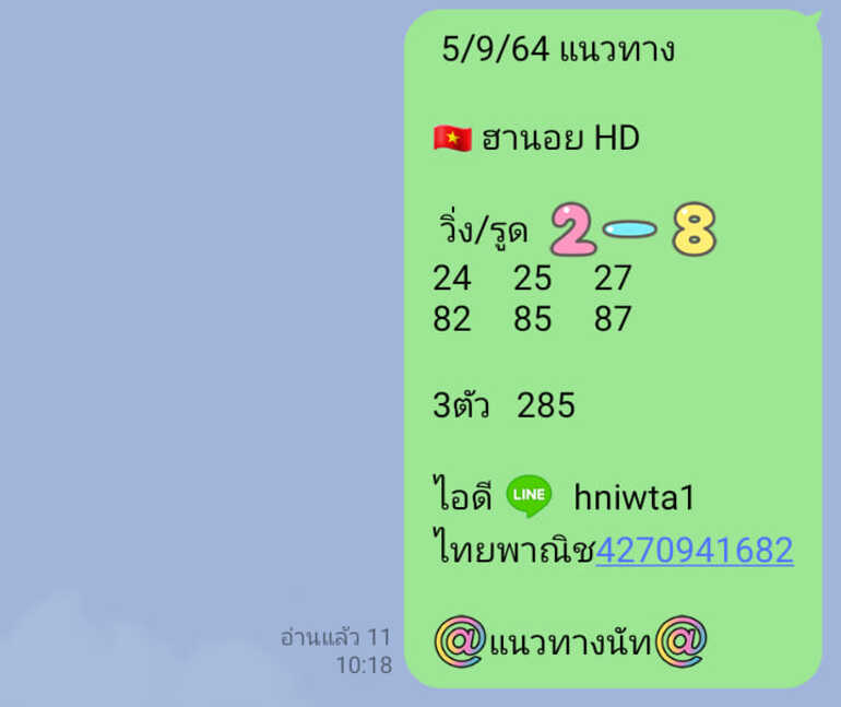 หวยฮานอย 5/9/64 ชุดที่ 3