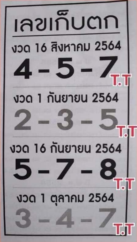 เลขเก็บตก 1/10/64