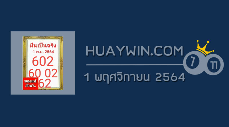 หวยฝันเป็นจริง 1/11/64