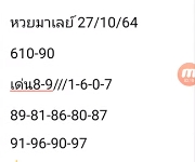 หวยมาเลย์วันนี้ 27/10/64 ชุดที่ 9