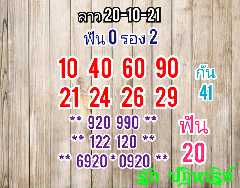 หวยลาว 20/10/64 ชุดที่ 7