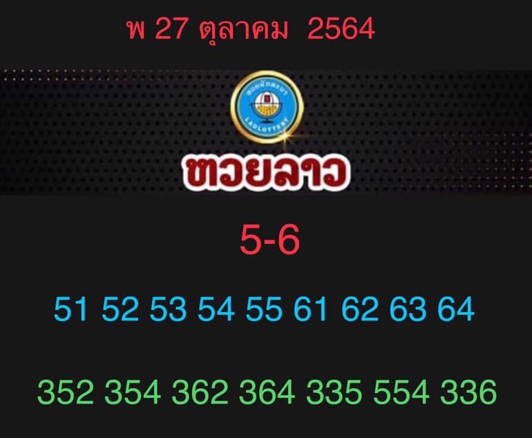 หวยลาว 27/10/64 ชุดที่ 2