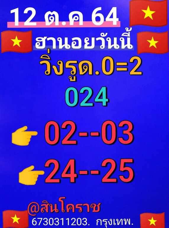 หวยฮานอย 12/10/64 ชุดที่ 8