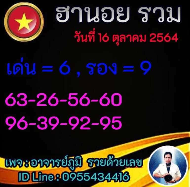 หวยฮานอย 16/10/64 ชุดที่ 9