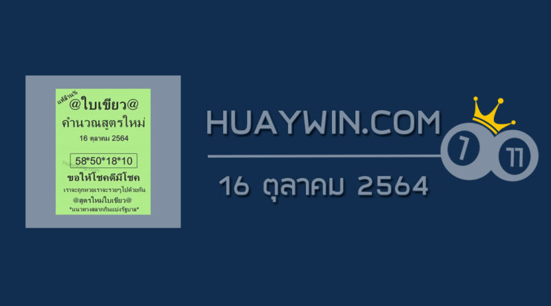 หวยใบเขียว 16/10/64