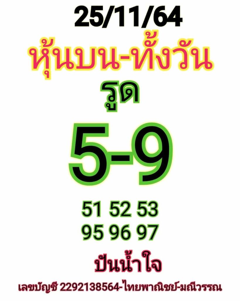 หวยหุ้นวันนี้ 25/11/64 ชุดที่ 9