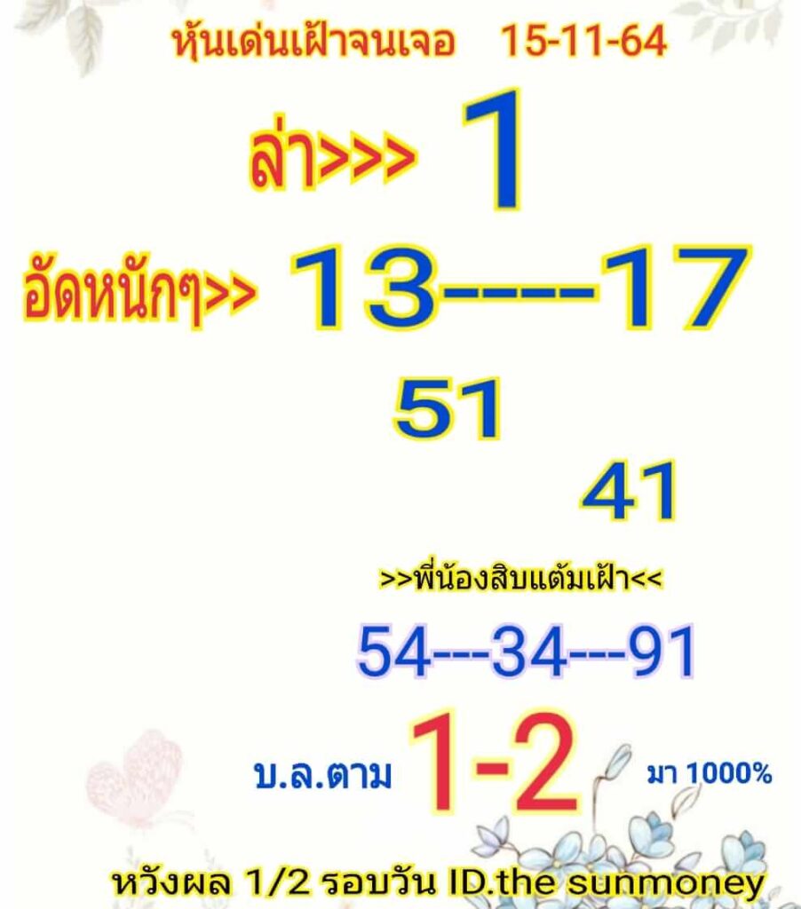 หวยหุ้นวันนี้ 15/11/64 ชุดที่ 8