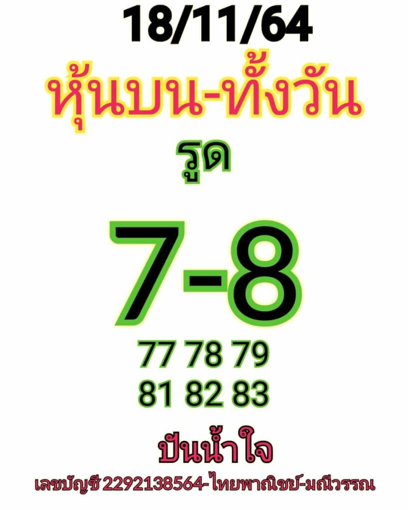 หวยหุ้นวันนี้ 18/11/64 ชุดที่ 9