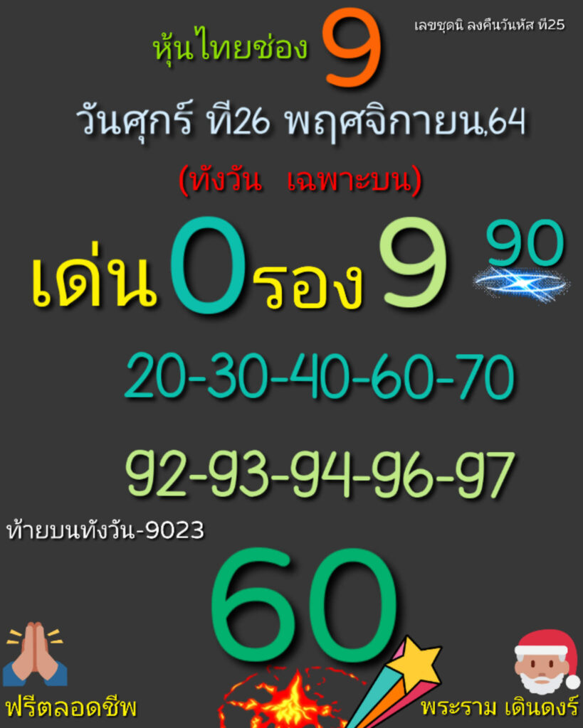 หวยหุ้นวันนี้ 26/11/64 ชุดที่ 5