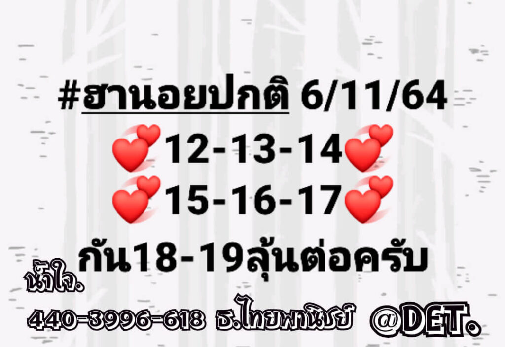 แนวทางหวยฮานอย 6/11/64 ชุดที่ 1