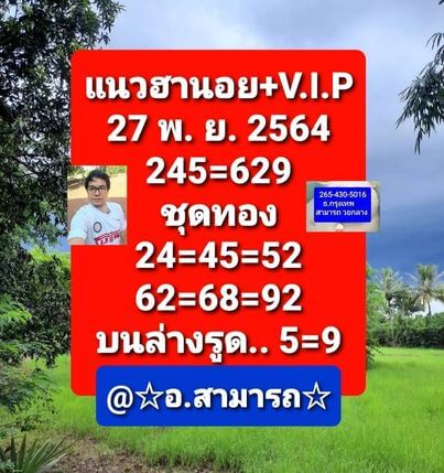 แนวทางหวยฮานอย 27/11/64 ชุดที่ 9