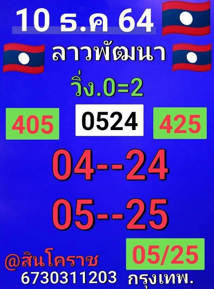 แนวทางหวยลาว 10/12/64 ชุดที่ 6