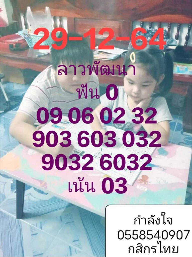 แนวทางหวยลาว 29/12/64 ชุดที่ 3