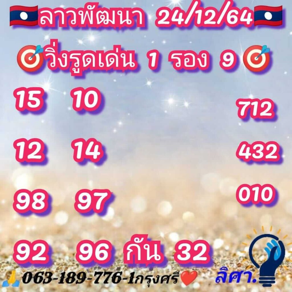 แนวทางหวยลาว 24/12/64 ชุดที่ 7