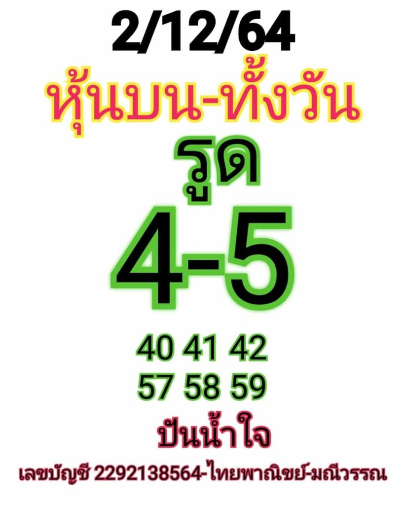 หวยหุ้นวันนี้ 2/12/64 ชุดที่ 10