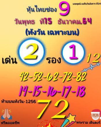 หวยหุ้นวันนี้ 15/12/64 ชุดที่ 2