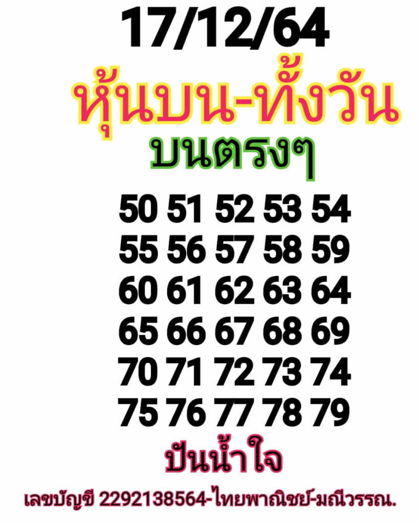 หวยหุ้นวันนี้ 17/12/64 ชุดที่ 8