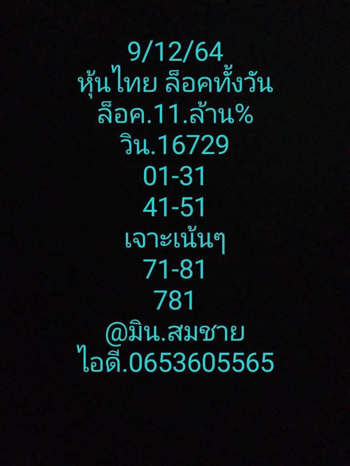 หวยหุ้นวันนี้ 9/12/64 ชุดที่ 7