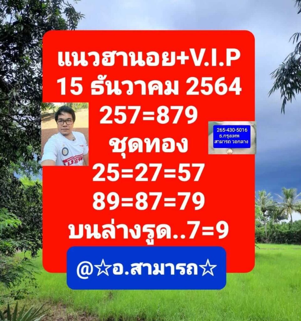 แนวทางหวยฮานอย 15/12/64 ชุดที่ 10