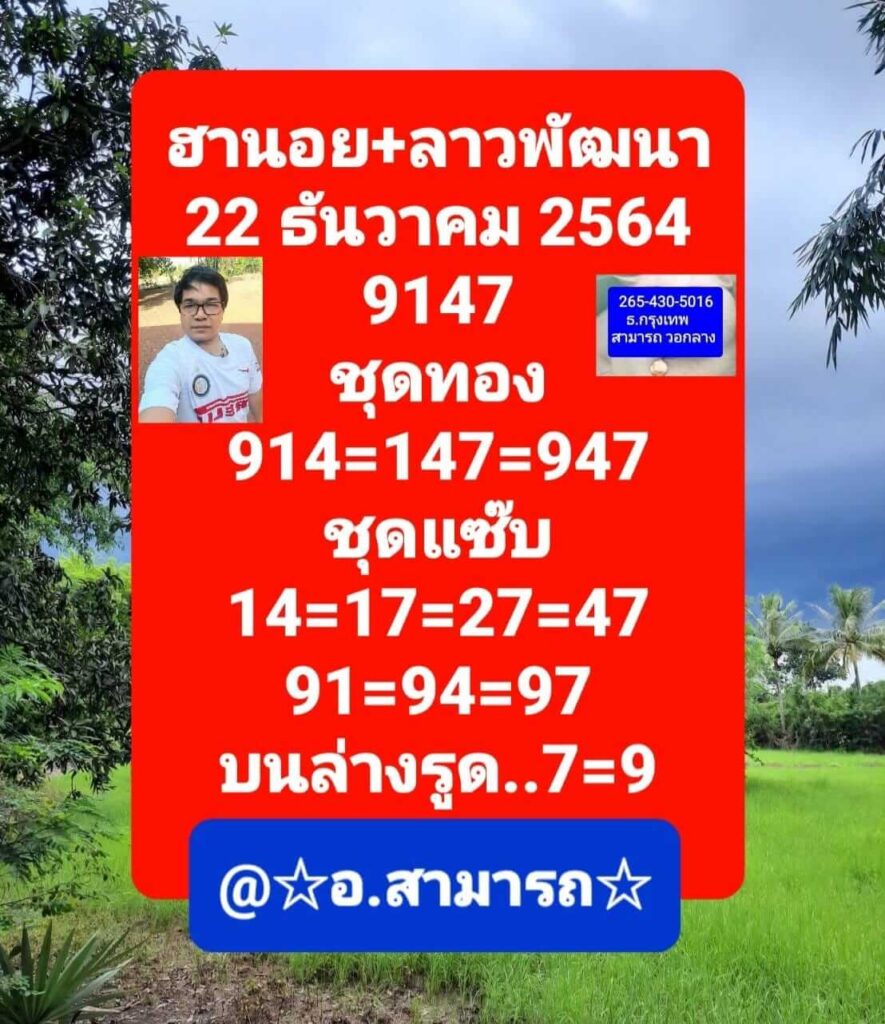 แนวทางหวยฮานอย 22/12/64 ชุดที่ 7